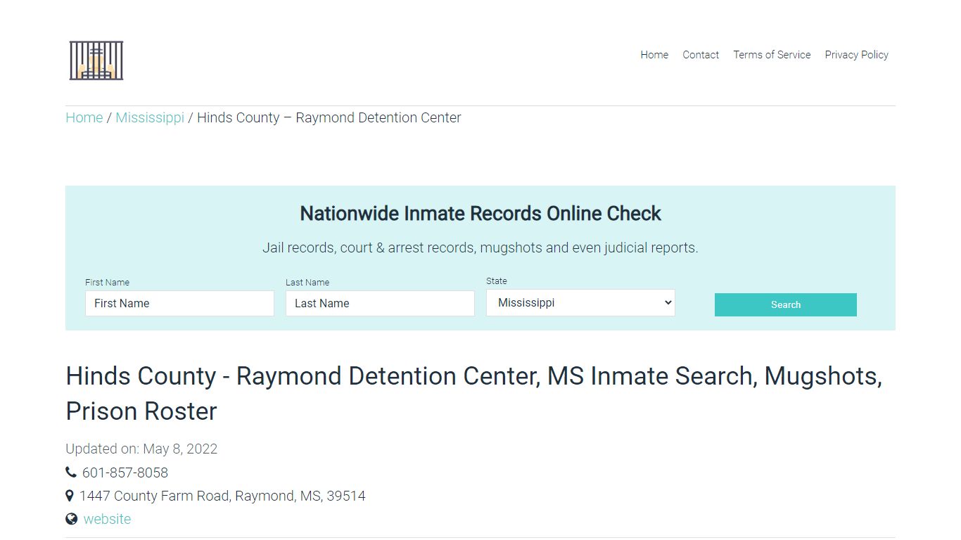Hinds County - Raymond Detention Center, MS Inmate Search ...